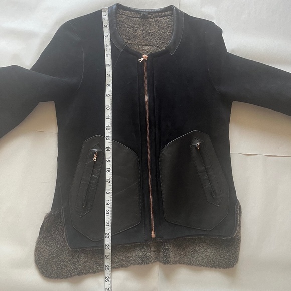 Rag Bone Subi Reversible Sheepskin Shearling Black Winter‎ Leather Sherpa Jacket - Picture 11 of 13